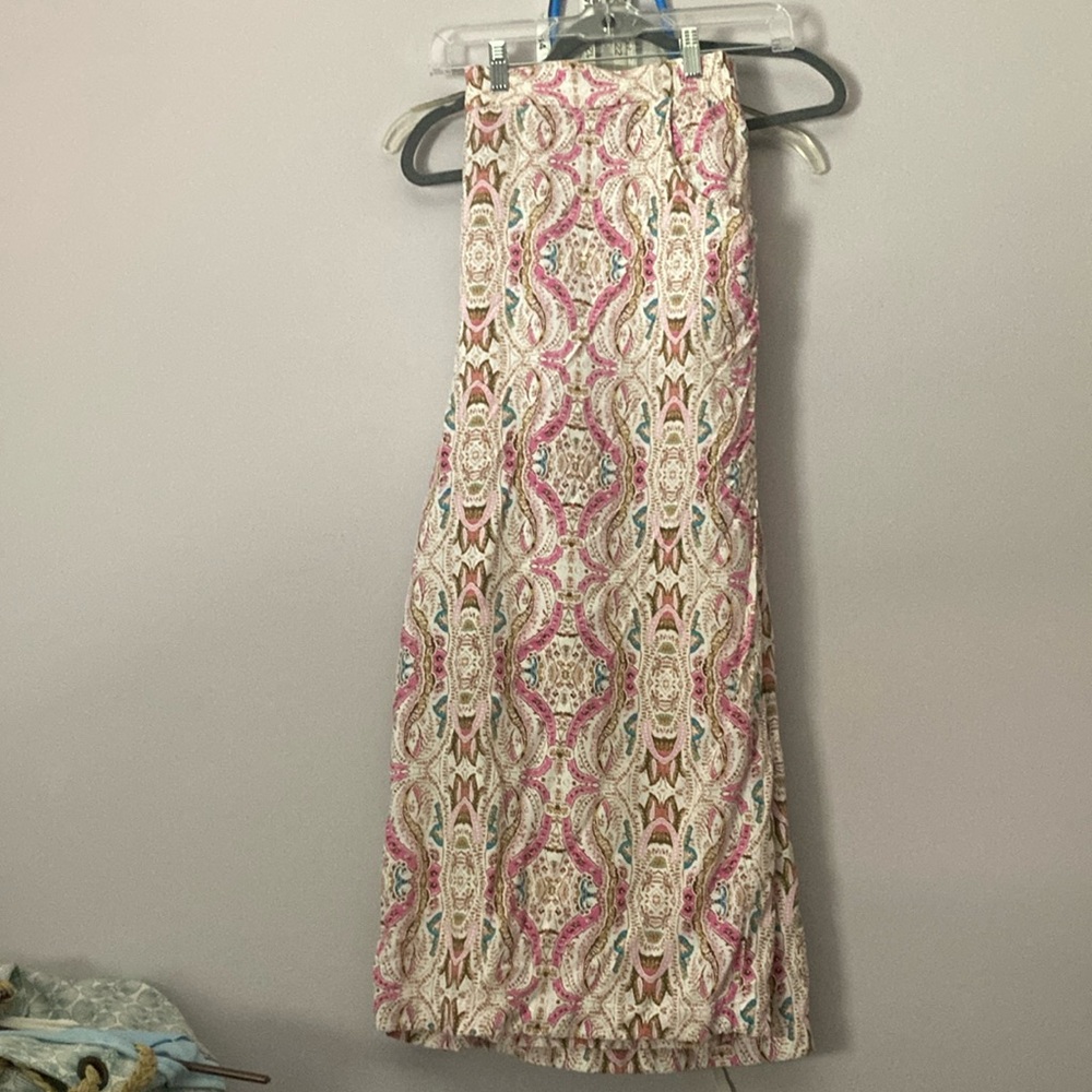 Lane Bryant Pink and Brown Patterned wide leg capri pants